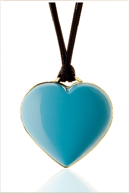 Turquoise Heart pendant in gold and ebony - Click Image to Close